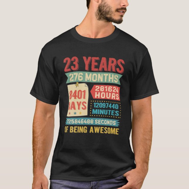 Camiseta Transformando Decorações De Aniversário Com 23 Ano (Frente)