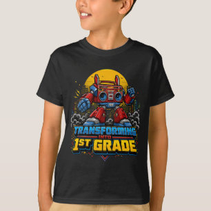 Camiseta Transformando em 1ª Série, Robô Retro Leg