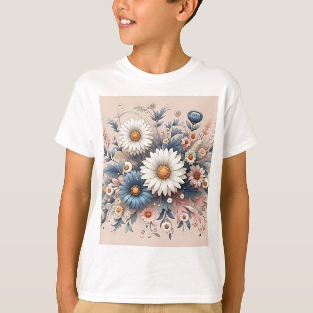 Camiseta Transforme seu Espaço com Floral de Margarida Eleg (Frente)