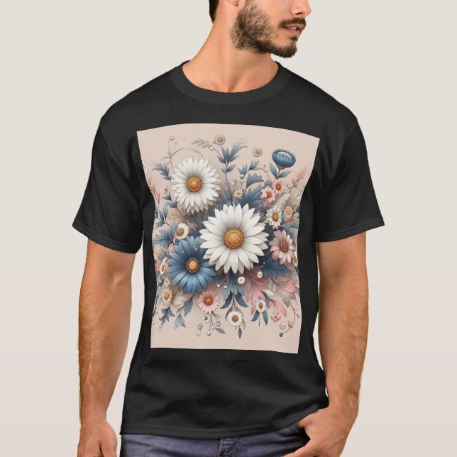 Camiseta Transforme seu Espaço com Floral de Margarida Eleg (Frente)