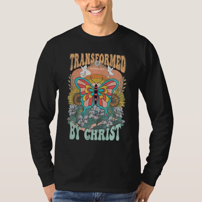 Camiseta Transformed By Christ Retro Butterfly Romans 132 C (Frente)