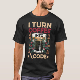 Camiseta Transformo Café Em Codificação De Desenvolvedores