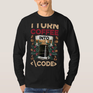 Camiseta Transformo Café Em Codificação De Desenvolvedores