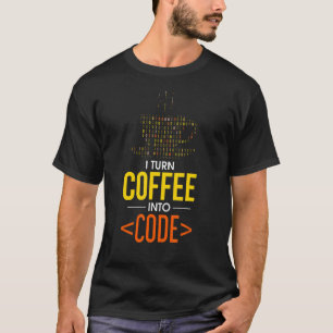 Camiseta Transformo Café Em Programa De Codificação De Geek