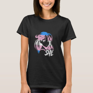 Camiseta Transgender Anime She Transwoman LGBT Trans Flag P