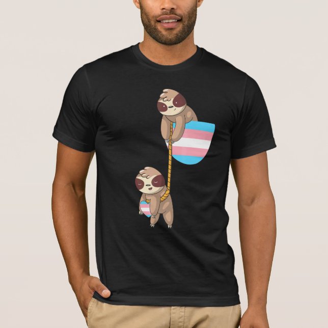 Camiseta Transgender Falling Sloth Trans Pride Lgbtq Transs (Frente)