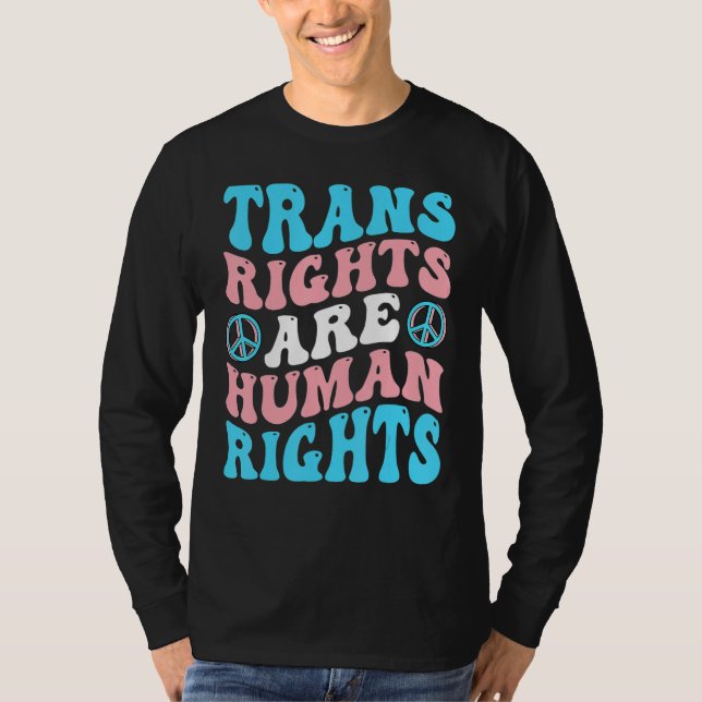 Camiseta Transgender Pride LGBT Groovy Trans Rights Are Hum (Frente)