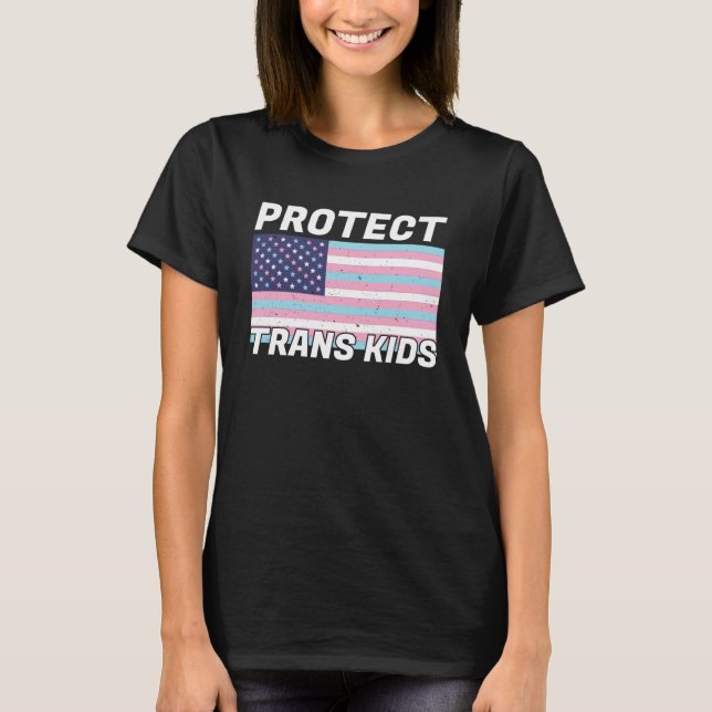 Camiseta Transgender Protect Trans Kids American Flag (Frente)