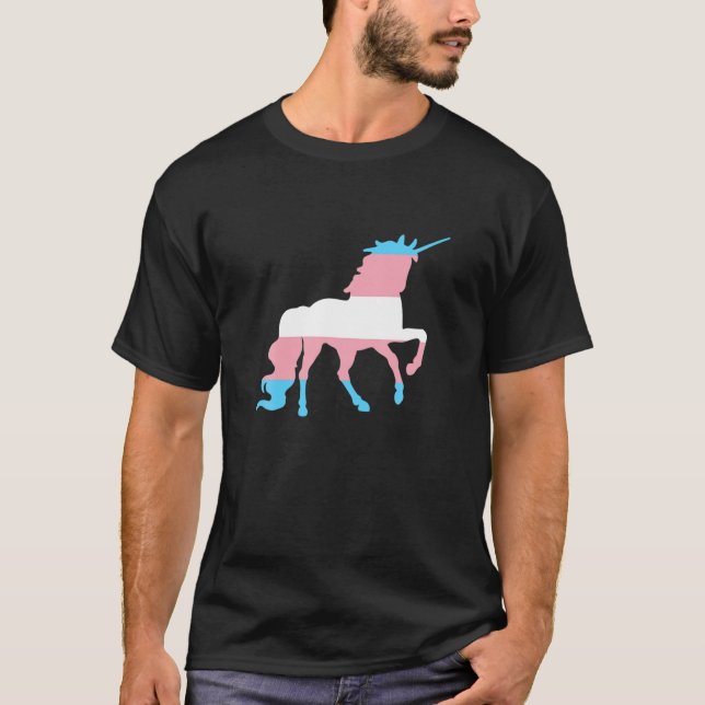 Camiseta Transgender Unicorn - Trans Flag Pride LGBTQ Tee (Frente)