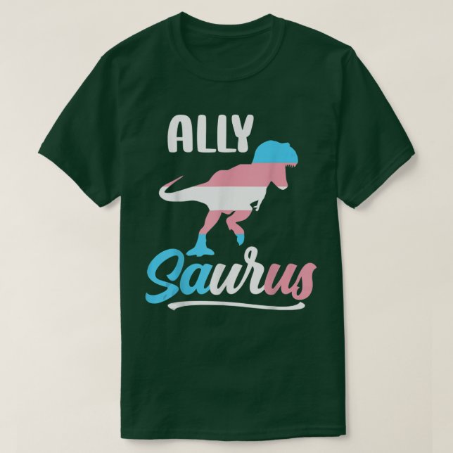 Camiseta Transgênero Allysaurus Dinosaur Flag Ally LGBT Tra (Frente do Design)