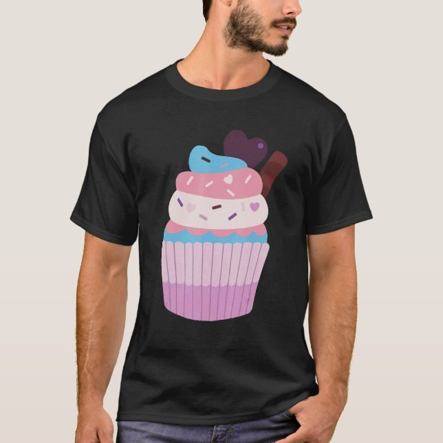 Camiseta Transgênero do Cupcake Trans Pride Chibi (Frente)