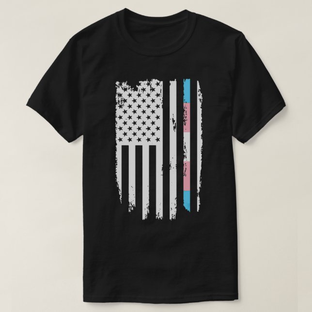 Camiseta Transgênero Thin Line Flag Americano LGBT Trans (Frente do Design)