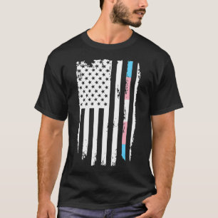 Camiseta Transgênero Thin Line Flag Americano LGBT Trans