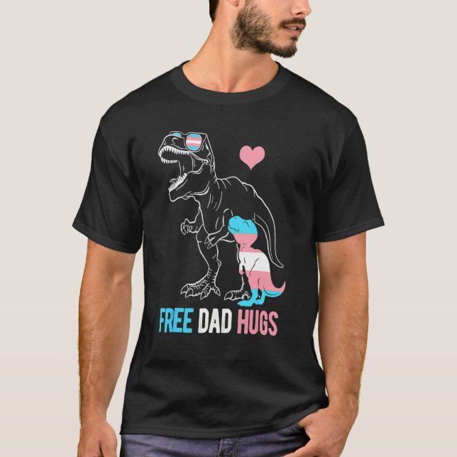 Camiseta Transgêneros de Pais Gratuitos Dinossauro Rex Pai  (Frente)