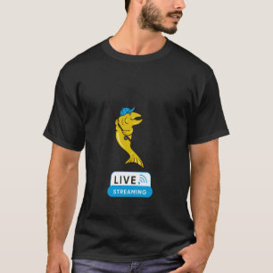 Camiseta Transmissão Ao Vivo Engraçada, Jogadores de Pesca