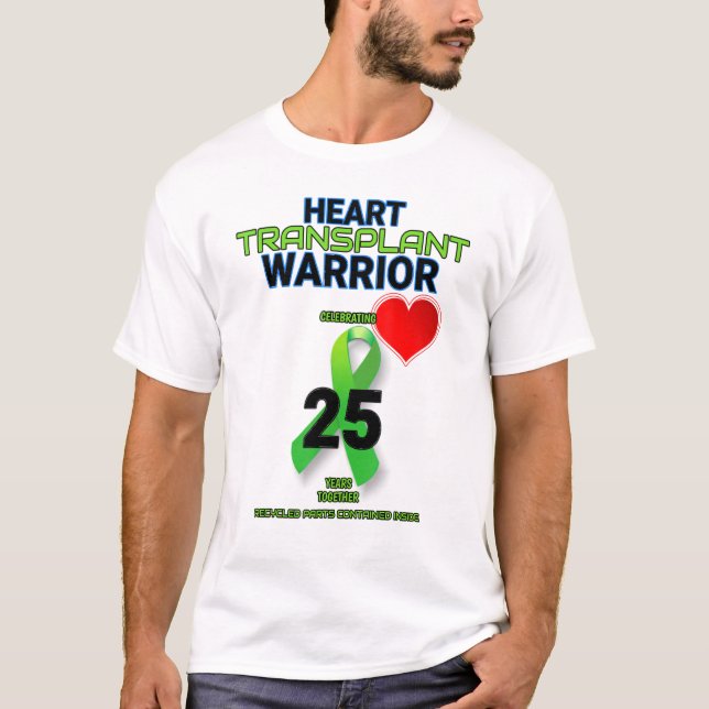 Camiseta Transplante Cardíaco 25 Anos Aniversário 25 W (Frente)