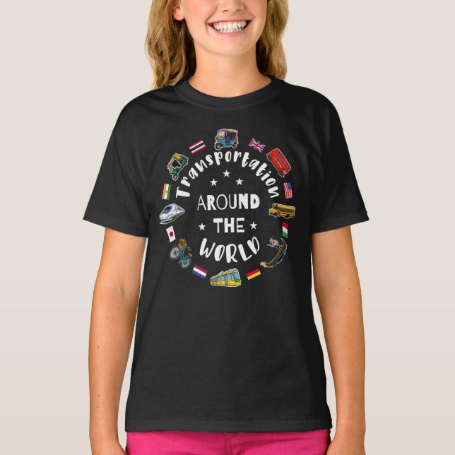 Camiseta Transportes em todo o mundo (Frente)