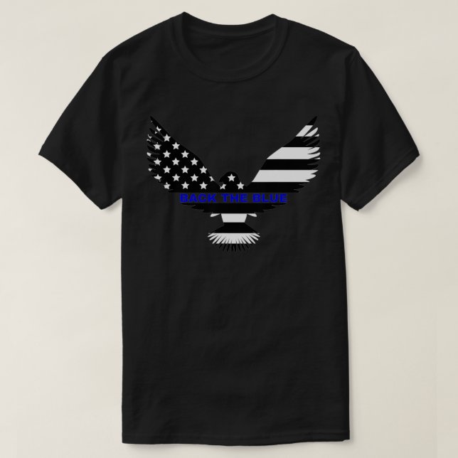 Camiseta Traseira Da Águia Azul Com Bandeira Dos Estados Un (Frente do Design)