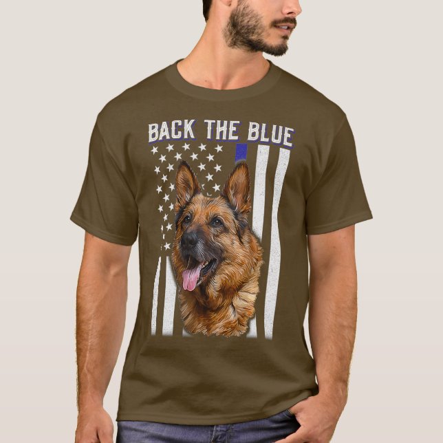 Camiseta Traseira do German shepherd Azul (Frente)