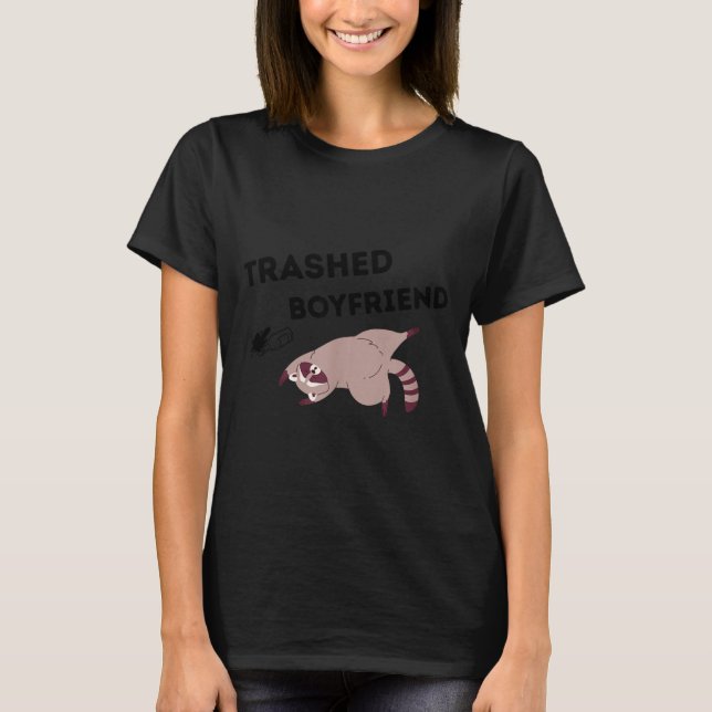 Camiseta Trashed Boyfriend, Funny Trashed Panda Couples Pre (Frente)