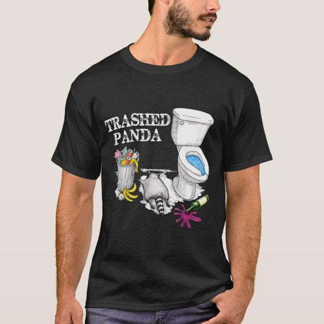 Camiseta Trashed Panda Drunk Racoon Party Animal Meme Funny (Frente)