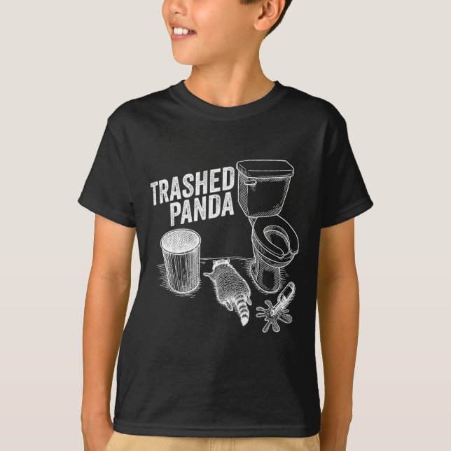 Camiseta Trashed Panda Funny Drunk Racoon  (Frente)