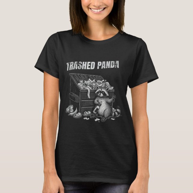 Camiseta Trashed Panda Funny Drunk Racoon Cool Animals Grap (Frente)