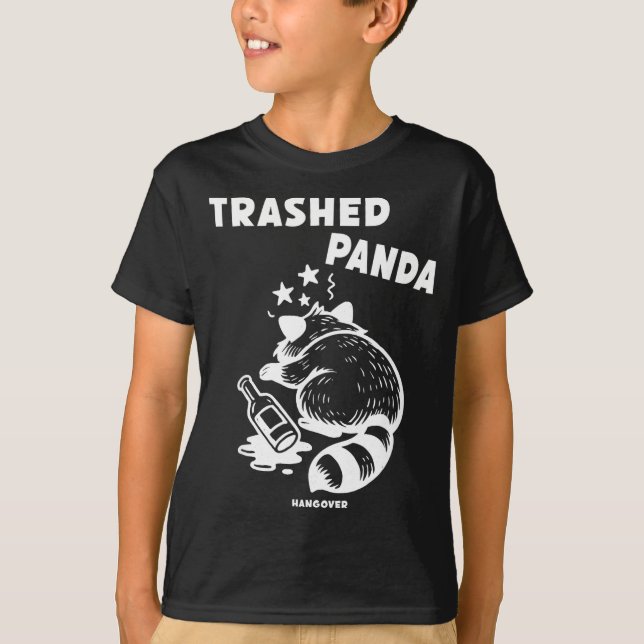 Camiseta Trashed Panda Hangover Social Media Crazy Drunk Ra (Frente)