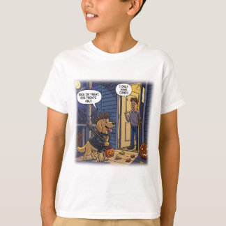 Camiseta Tratamentos Engraçados Do ouro Retriever Halloween