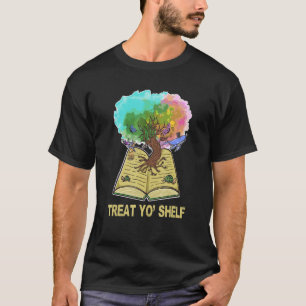 Camiseta Trate Yo Shelf Engraçado Leitura Cotas Árvore B