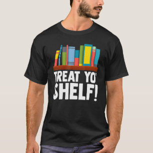 Camiseta Trate Yo Shelf Halloween Lendo Para Autor Do Escri