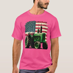 Camiseta Trator Agrícola Bandeira EUA Trator Americano