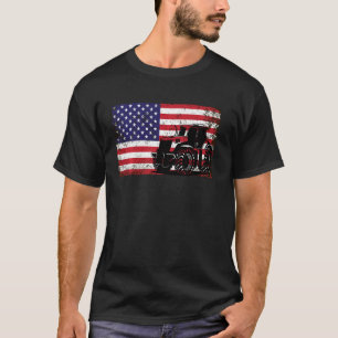 Camiseta Trator American Flag Patriotic Vintage Farming
