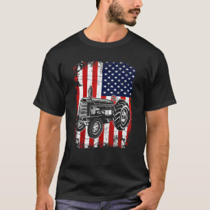 Camiseta Trator Bandeira EUA Celeiro Colheita Fazenda Celei