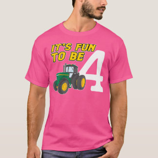Camiseta Trator de 4 Anos de Idade Aniversário de 4º Ano