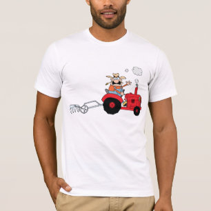 Camiseta Trator de Desenho Animado de Fazendeiro Country Hu