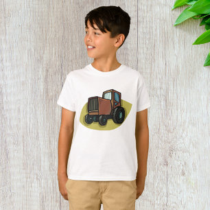 Camiseta Trator de desenho animado marrom rústico veículo a