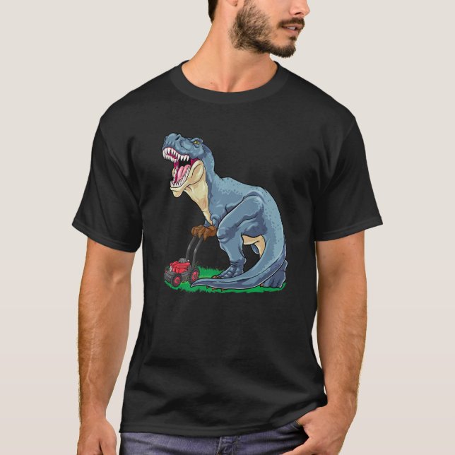 Camiseta Trator de Jardineiro Dinossauro do Lewn Mower Rex (Frente)