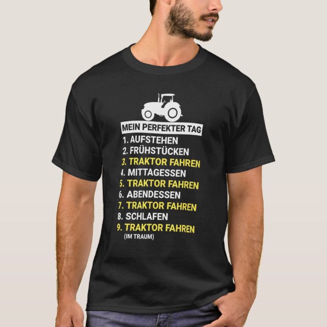 Camiseta Trator De Landwurt Dirigindo Meu Dia Perfeito Para (Frente)