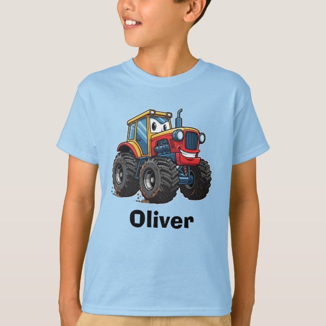 Camiseta Trator de Monstro de Desenho Engraçado Enlameado (Frente)