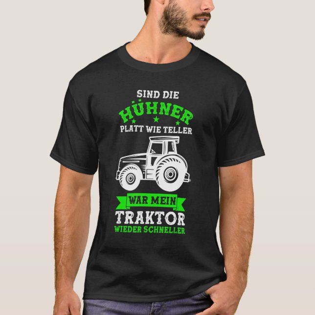 Camiseta Trator Fazendeiro Camponês Trator Galinhas (Frente)