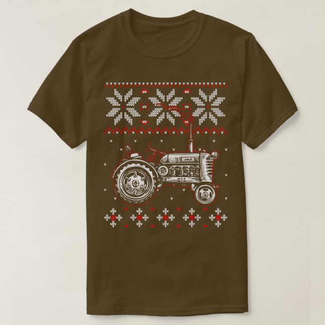 Camiseta Trator Lover Ugly Christmas Sweater, Farmer Farmer (Frente do Design)