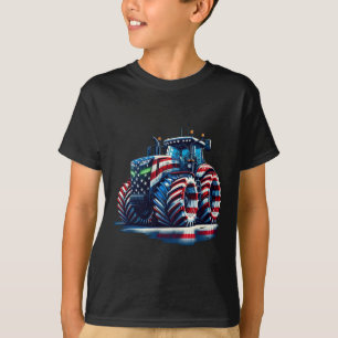 Camiseta Trator Patriótico Bandeira Americana