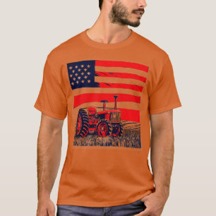 Camiseta Trator patriótico venenoso em uma bandeira fazenda