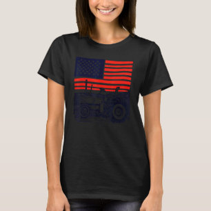 Camiseta Trator patriótico venenoso em uma bandeira fazenda