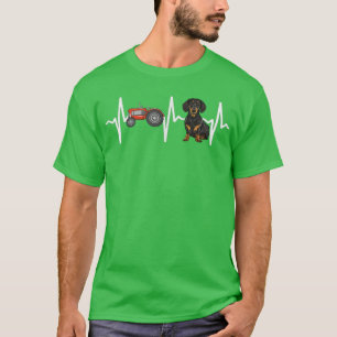 Camiseta Trator Preto Dachshund Heartbeat Cão Lover