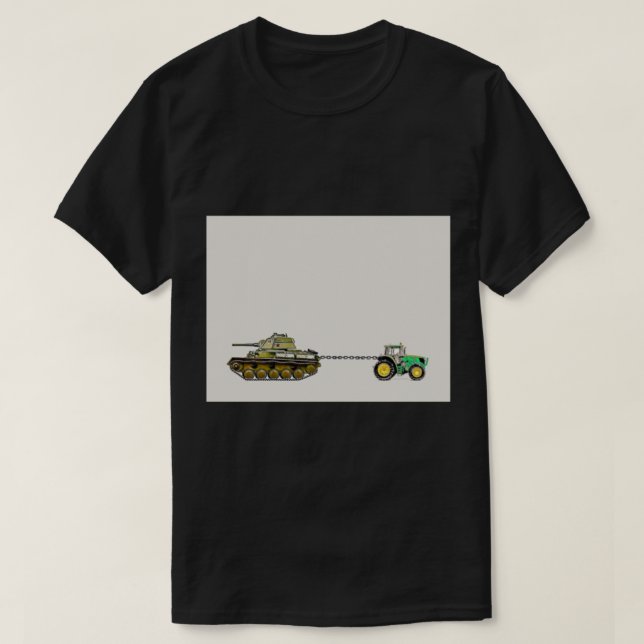 Camiseta Trator puxando um tanque, eu fico com a Ucrânia. T (Frente do Design)