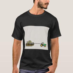 Camiseta Trator puxando um tanque, eu fico com a Ucrânia. T