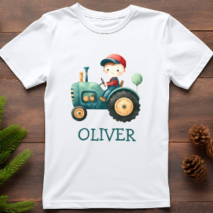 Camiseta Trator Verde Fofo Personalizado para Meninos