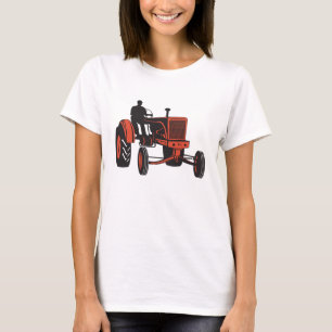 Camiseta Trator Vermelho Antigo Fazenda Retro Agricultor